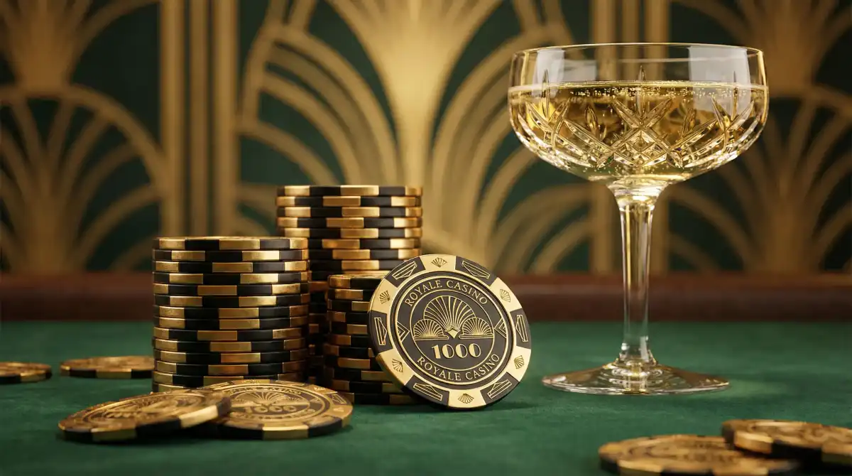 金色扑克筹码特写